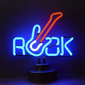 Rock With Guitar Neon Sculpture 12" X 12" X 6", AGS-4ROCKX