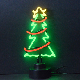 Christmas Tree With Garland Neon Sculpture 8" X 13" X 6", AGS-4XMASG