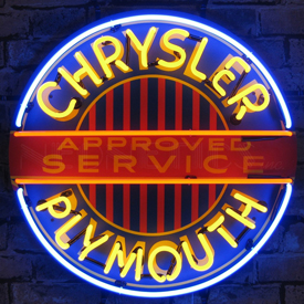 Chrysler Plymouth Neon Sign With Backing, 5CRYPL