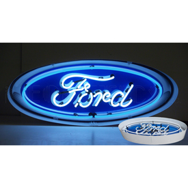 Ford Oval Neon Sign In Metal Can, 5FOVCN