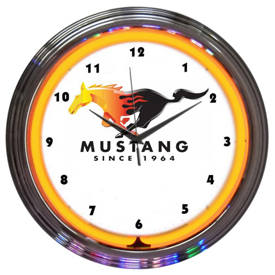 Ford Mustang Since 1964 Orange Neon Clock, 8MUST2