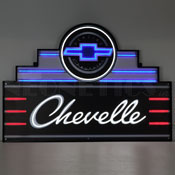 Art Deco Marquee Chevelle Led Flex-Neon Sign In Steel Can, 29ADCCL