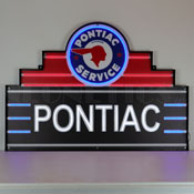Art Deco Marquee Pontiac Led Flex-Neon Sign In Steel Can, 29ADPON