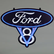 Ford V8 Led Flex-Neon Sign In Steel Can, 29FV8BW