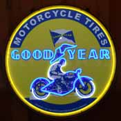 Goodyear Vintage Motorcycle Round 36 Inch Led Flex-neon Sign in Steel Can, 29GYMTR