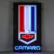 Camaro Red, White and Blue Neon Sign with Backing, 5CAMBK
