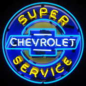 Super Chevy Service Neon Sign With Backing, 5CHEVYB
