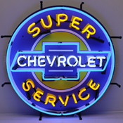 Super Chevy Service Neon Sign With Backing, 5CHEVYB