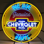 Chevrolet Parts Neon Sign With Backing, 5CHVBK