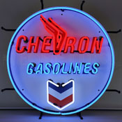 Chevron Gasolines Round Neon Sign, 5CHVGS