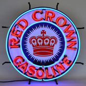 Red Crown Gasoline Neon Sign With Backing, AGS-5CROWN
