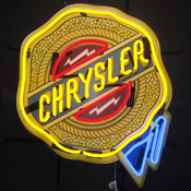 Chrysler Badge Neon Sign With Backing, 5CRYBK