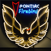Pontiac Firebird Gold Neon Sign With Backing, AGS-5FBRDB
