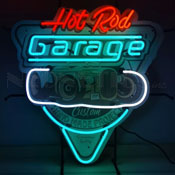 Hot Rod Garage Teal Neon Sign With Backing, 5HRGTL