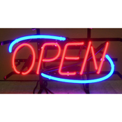 Open Blue Border Neon Sign 18