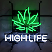 High Life With Leaf Premium Junior Neon Sign On Grid, 5SMLHL