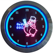 Bbq Pig Neon Clock 15