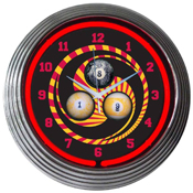 Billiards 1, 8, 9 Neon Clock 15