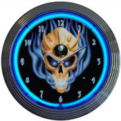 8 Ball Skull Neon Clock, 8BSKUL