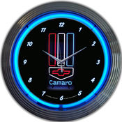 Gm Camaro Red, White & Blue Neon Clock 15 X 15 X 3, AGS-8CAMRWB
