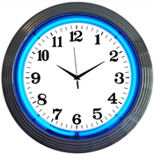 Chrome Blue Standard Neon Clock 15