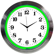 Chrome Green Standard Neon Clock 15