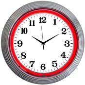 Chrome Red Standard Neon Clock 15