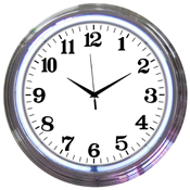 Chrome White Standard Neon Clock 15