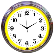 Chrome Yellow Standard Neon Clock 15