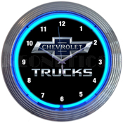 Chevy Trucks 100Th Anniversary Blue Neon Clock 15