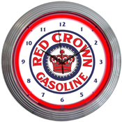 Red Crown Gasoline Neon Clock, 8CROWN