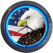 Eagle With American Flag Neon Clock, 8EGFLG