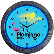 Flamingo Diner Neon Clock 15