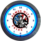 Gun - Armed With Pride Firearms Neon Clock, 8GUNAR