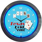 Poker Texas Hold 'Em Neon Clock 15