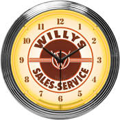 Jeep Willys Sales Service Neon Clock, 8JEEPW