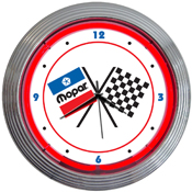 Mopar Checkered Flag Neon Clock, 8MPFLG