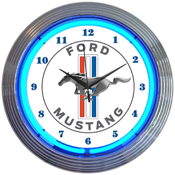 Ford Mustang Blue Neon Clock, 8MUST1