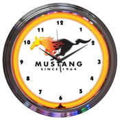 Ford Mustang Since 1964 Orange Neon Clock, 8MUST2