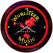 Wurlitzer Johnny One Note Neon Clock 15