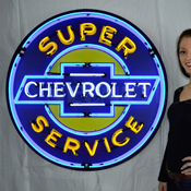 Super Chevrolet Service 36 Inch Neon Sign In Metal Can, 9CHEVYB