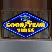 Goodyear Tires Diamond Neon Sign In Shaped Steel Can, 9GYDIA