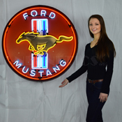 Ford Mustang Red 36 Inch Neon Sign In Metal Can, 9MUSTB