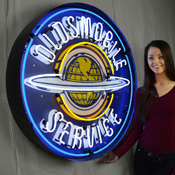 Oldsmobile Service 36 Inch Neon Sign In Metal Can, 9OLDBK