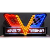 427 Turbo Jet Neon Sign In Steel Can, 9TJ427