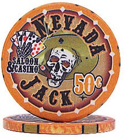 Nevada Jacks 50 Cent Chips Sold by the Roll, AGS-NJ50C