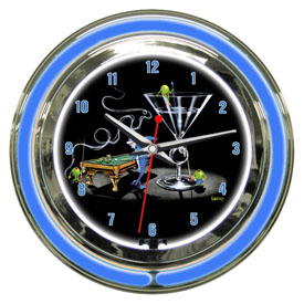 Michael Godard Pool Shark II Neon Clock 14", GODNC14-02