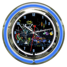 Michael Godard Lounge Lizard Neon Clock 14", GODNC14-07