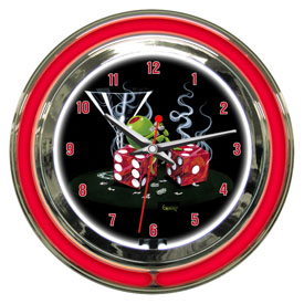Michael Godard Sittin On Seven Neon Clock 14", GODNC14-13