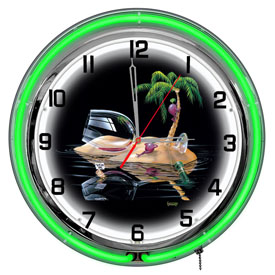Michael Godard Lost In Paradise Neon Clock 18", GODNC18-05